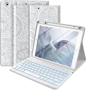 Hamile for iPad 9th Generation Case with Keyboard 10.2 Inch - Backlit Wireless Detachable Folio Keyboard Cover with Pencil Holder for iPad 8th Gen/7th Gen/iPad Pro 10.5"/iPad Air 3rd Gen (Gray)