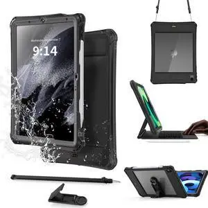 YIXXI for iPad Air 11 Inch Case Waterproof M2 (2024) M3(2025),Case for iPad Air 6th/5th/4th Gen (2025/2024/2022/2020), Built-in Screen Protector, 6.6FT Waterproof,Supports Pencil&keyword (Black)