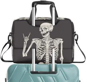 Rock Skeleton Skull Laptop Bag Sleeve Case for Women Men Briefcase Tablet Messenger Shoulder Bag with Strap Notebook Computer Case 14 15.6 16 Inch for Business