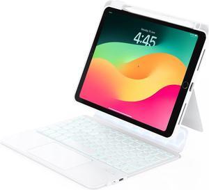 ZENLU iPad 9th Generation Case with Keyboard Detachable, Rugged Protective Shell, Multi-Touch Trackpad, Pen Holder, Vertical Stand, Backlit Keyboard for 10.2 iPad 7 8 9 Gen, Pro 10.5", Air3 (White)