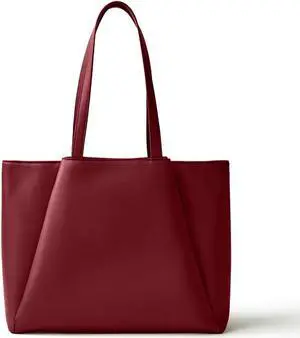Laptop Tote Bag for Women 15.6 Inch - Large Work Bags with Zip Compartments - PU Leather Office Purse Computer Briefcase - Burgundy
