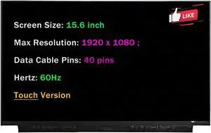 BTSELSS 15.6" LCD Replacement for HP Pavilion 15-CS 15-CS0069NR B156HAK02.1 LP156WFD-SPL2 LP156WFD-SPL1 NV156FHM-T0E N156HCN-EAA N156HCN-EBA 40 Pins FHD 1920X1080 Display Panel(Touch Version)
