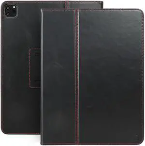 Casemade Real Leather Case Compatible with iPad Air 13-inch M3 (2025) / M2 (2024) - Full-Grain Leather Cover, Auto Sleep/Wake, Dual Stand Position (Black)
