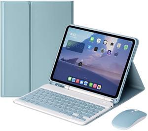 Keyboard Case with Mouse for iPad Mini 5/Mini 4 , Case for iPad Mini 5th & Mini 4th Generation 7.9 Inch with Keyboard and Mouse, Candy Slim Detachable Magnetic Keyboard with Pencil Holder (Blue)