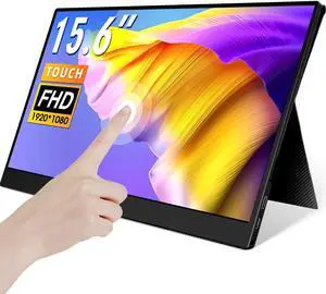 ELECROW 15.6 Inch Portable Touchscreen Monitor - FHD IPS 10-Point Touch USB C Travel Monitor with Speakers & Protective Cover