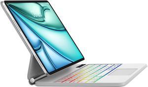 FARYODI Keyboard Case for iPad Air 13 Inch (M2, 2024) & iPad Pro 12.9 (6th/5th/4th/3rd Gen), 7 Colors Backlit Wireless Magic Keyboard for iPad Air 13, Auto Sleep/Wake with Pencil Holder - White