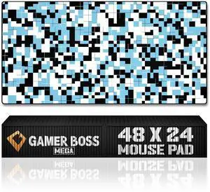 Gamer Boss - Gaming Mouse Pad - 48 x 24 Inches - 4mm Thick with Stitched Edges, Non-Slip Rubber Base, Premium Cloth Mousepad, Desk Mat for Laptop, Keyboard, Computer & PC (Mega, Squares)