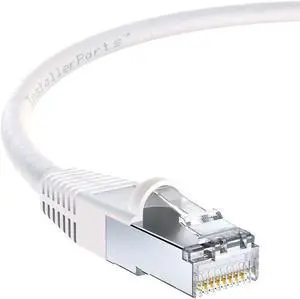 InstallerParts (10 Pack Ethernet Cable CAT6 Cable Shielded (SSTP/SFTP) Booted 7 FT - White - Professional Series - 10Gigabit/Sec Network/High Speed Internet Cable, 550MHZ