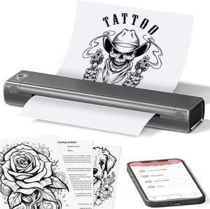 Itari Portable Printers Wireless for Travel - M08F Wireless Bluetooth Tattoo Stencil Printer Compatible with Tablet, Phone & Laptop, Inkless Thermal Mobile Printer for Vehicle, Home, School, Gray