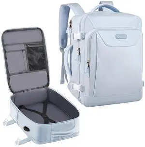 JCDOBEST Carry on Backpack, Flight Approved Large Travel Laptop Backpack with USB Charge Port, 15.6 Inch Water Resistant Luggage Computer Daypack College Weekender Overnight Bag for Men & Women, blue