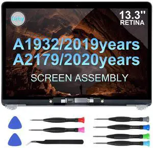 Replacement Screen 13.3" for MacBook Air Retina A1932 2019 Year / A2179 2020 Year (Model:EMC 3302 EMC 3184 MVFH2 MVFJ2 MWTJ2 MWH22) Full LCD Screen Display Assembly (Grey)