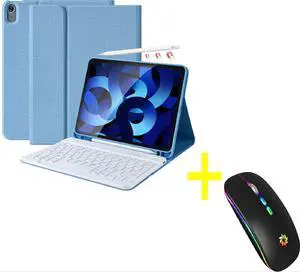 KBCASE Keyboard Case for iPad Air 5th Gen 2022/iPad Air 4th Gen 2020/iPad Pro 11 2018 & LED Wireless Mouse 2.4G Rechargeable Wireless Mouse for Laptop,MacBook with USB and Type-c Receiver