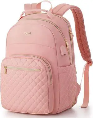 RJEU Girls School Backpack,Cute Backpack for Women with Laptop Compartment,Teen Bookbag for College Travel Work,Mochilas Escolares para Niñas,Pink