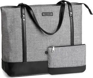 VASCHY Laptop Tote Bag for Women, Large 15.6inch Computer Teacher Bag Purse Briefcase for Travel,Work,Business,Office Gray