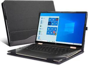 Laptop Cover for Spectre x360 2-in-1 Convertible 14-ea0001ne 14t-ea 14-ef Spectre x360 Luxury 14T Cover 13-bf 13t-bf 2022 PU Leather Inner Pocket Cover (Dark Gray)