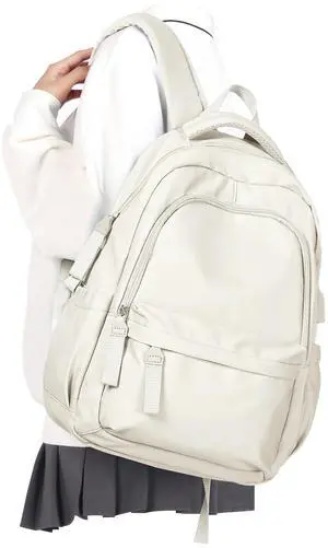 winspansy Small Backpack For School Girls Boys Aesthetic Lightweight Travel Daypack Simple Cute Backpack For Women Men College High School Bookbag Fit 14 Inch Laptop With USB charging port,Beige
