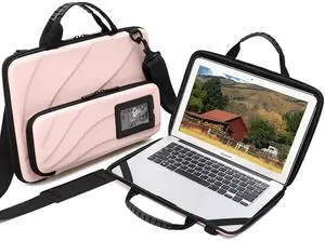 Laptop Case for 14.1-15.6 Inch MacBook Pro Air Chromebook HP Lenovo Work-in Notebook Computer Hard Shell Laptop Bag for Men Women with Pouch and Shoulder Strap (14.2"L x 9.5"W, Pink)