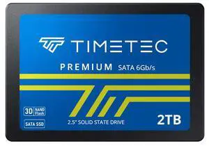 Timetec 2TB SSD 3D NAND QLC SATA III 6Gb/s 2.5 Inch 7mm (0.28") Read Speed Up to 550 MB/s SLC Cache Performance Boost Internal Solid State Drive for PC Computer Desktop and Laptop (2TB)
