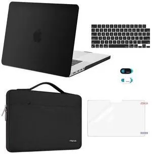 MOSISO Compatible with MacBook Pro 16 inch Case 2025 2024 2023 2022 2021 M4 M3 M2 M1 A3403 A3186 A2991 A2780 A2485 Pro Max, Hard Case&Sleeve Bag&Keyboard Skin&Webcam Cover&Screen Film, Black