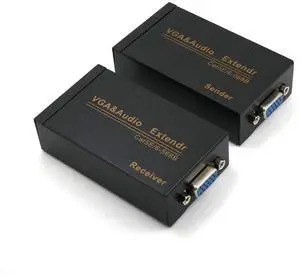 VKBAND VGA Extender Over Cat6 up to 328ft / 100M VGA Extension Adapter Over RJ45 Ethernet Cable (1 Transmitter + 1 Receiver)
