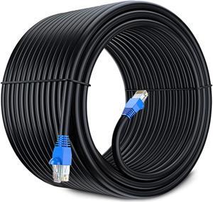 Aurum Cables Cat6 Ethernet Cable for Gaming 300 ft RJ45 550 Mhz, Heavy Duty Waterproof Copper Indoor Outdoor Shielded LAN Cable Direct Burial Zero Lag Network Patch, Compatible with PC Router Modem TV
