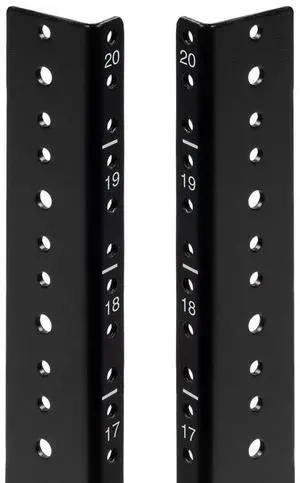 NavePoint 20U Vertical Rack Rail Pair DIY Kit with Hardware, Black