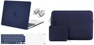 MOSISO Compatible with MacBook Air 13.6 inch Case 2022 Release A2681 M2, Neoprene Sleeve Bag with Small Case&Plastic Hard Case&Keyboard Cover&Screen Protector&Type C Adapter 2 Pack,Navy Blue
