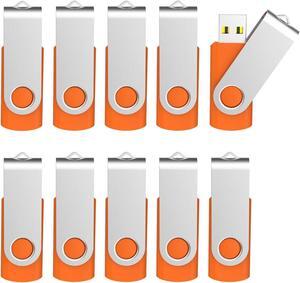 KOOTION 16GB USB 3.0 Flash Drive 16 gb Flash Drives 10pcs Thumb Drive Keychain Jump Drive Swivel Memory Sticks, Orange