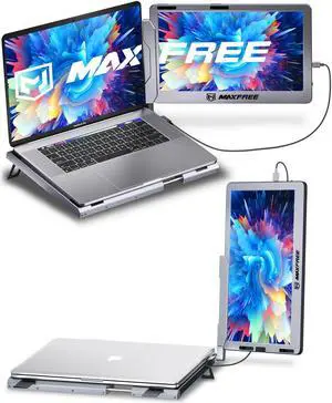 Maxfree F1 Laptop Screen Extender - 14" FHD Laptop Monitor Extender Dual Screen with 360deg Rotation Stand, Portable Monitor for Laptops 13-17" Plug & Play for Windows/Mac/Android/Switch/PS5