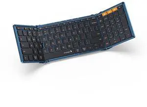ProtoArc Foldable Bluetooth Keyboard, XK01 Folding Wireless Portable Keyboard with Number Pad, Full-Size Travel Keyboard for Windows iOS Android Tablet Smartphone Laptop PC - Dark Blue