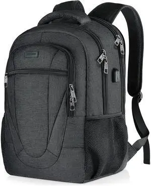 Travel Laptop Backpack for Men and Women, Backpacks for School Teen Boys, Business Anti Theft Slim Durable Back Pack with USB Charging Port, Adult Computer Bag Gift 15.6 IN Laptop, Black