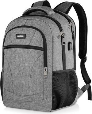 BIKROD Travel Laptop Backpacks for School Teen Boys Colleges Bookbag Water Resistant Back Pack with USB Charging Port, Business Anti Theft Sturdy Computer Bag Gifts Fits 17.3 Inch Laptop, Grey
