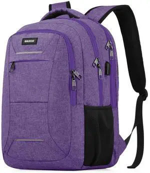 BIKROD Backpack for Men Women, School Backpacks for Teen Boys, Business Anti Theft Sturdy Travel Laptop Backpack with USB Charging Port, Water Resistant 15.6 Inch Computer Bag Gift, Purple