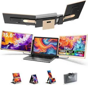 Laptop Screen Extender, 15.6'' Laptop Monitor Extender with 86% NTSC FHD 1080P Display, Detachable Triple Portable Monitor Compatible with Windows/Mac/DeX/Chrome, Also Works with Desktop/Mini PC