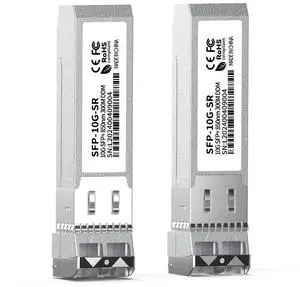 2PCS 10GBase-SR SFP+ Module, Multi-Mode LC Ethernet Transceiver, 10G 850nm MMF up to 400m, Compatible with Cisco SFP-10G-SR, Meraki, Ubiquiti UF-MM-10G, Mikrotik, Netgear, HPE, TP-Link, Aruba and More