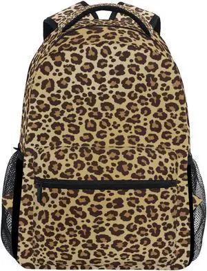 ALAZA Animal Leopard Print Brown Stylish Backpack Purse for Women Girls Kids School Personalized Laptop iPad Tablet Travel School Bag with Multiple Pockets