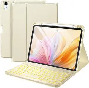 Harvopu Compatible for iPad Air 11-inch/ 10.9" Air 5th 4th Generation Case with Keyboard - Backlit Detachable, Folio Cover with Pencil Holder for iPad Air 11 Inch M3/M2, Air 5/ Air 4 (Starlight)