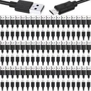 Kanayu 50 Pcs Micro USB Cable Bulk, 3.3 Ft Fast Charging Cable 2A Cable Charge Cord Compatible with Samsung Galaxy S7 S6 Edge J7 S5, Note 5 4, K40 K20, Kindle, PS4, Tablet(Black)