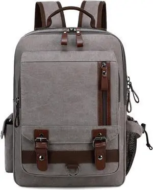 Lanola Water-resistant Canvas Backpack with Anti-Theft Pocket, Daypacks Fits 15.6 Inch Laptop for Men Perfect for Work, Travel, Daily Use (Grey)