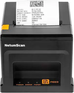 NetumScan USB POS Receipt Printer, 80mm Thermal Receipt Printer with Auto Cutter Cash Drawer, 300mm/s, USB Interface, Support Windows/Mac/Linux, Restaurant Kitchen Printer for ESC/POS