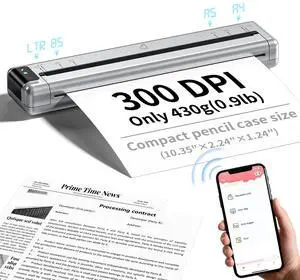 PhoFuta Portable Printers Wireless for Travel,Q302 WiFi Inkless Thermal Printer with Reverse Charging, Phone Printer Supports US Letter/A4/B5/A5, Bluetooth Printers for Home Use Office,300DPI