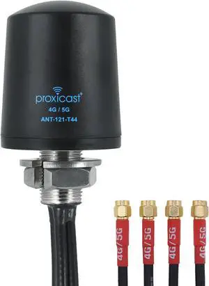 Proxicast 4x4 MIMO 5G Antenna - Vandal Resistant Low Profile Omnidirectional Through-Hole Mount - 6 ft Coax - Black - Compatible with Cisco, Cradlepoint, Digi, MoFi & Others (ANT-121-T44-B-06)