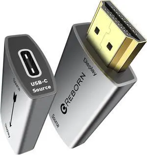 Reborn USB C Female to HDMI Male Adapter | 4K Uni-Directional USB Type C Source to HDMI 2.0 Display Converter Thunderbolt 3/4 to HDMI for MacBook Pro/Air, Galaxy S8 to S23, Surface - 2 Pack