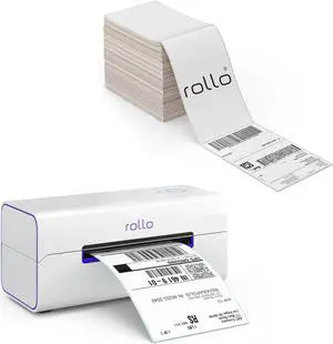 Rollo Wireless Thermal Shipping Label Printer and 500 4x6 Thermal Labels Bundle - High Speed Direct Thermal Printer for Shipping Packages with Shipping Labels