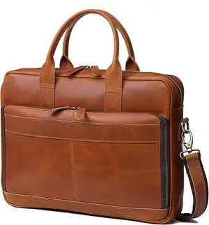 VC VINTAGE COUTURE Leather briefcase bag for men Leather Laptop Bags For Men and Women Travel Messenger Bag 16 Inch (Tan Brown, 16 Inch Briefcase)