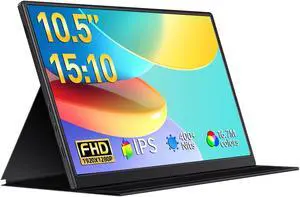 VOKENSU Small Portable Monitor 10.5" 400 Nits 15:10 FHD 1280P IPS Screen, Ultra-Slim Mini Monitor w/Smart Cover & Speaker, USB C HDMI HDR Portable Gaming Monitor, Travel Monitor for Laptop Xbox Switch