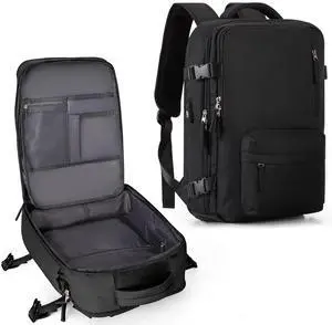 Large Travel Backpack for Women,Carry On Backpack Laptop Mochila Flight Approved, Nurse Gym Personal Item Bag Casual Daypack Weekender Business Men Hiking Airplane Black Travel essentials Rucksack