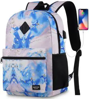 YAMTION School Backpack,Classic Cute Bookbag Men and Teen Boy Schoolbag with USB Charging Port for High School College Office Work Travel