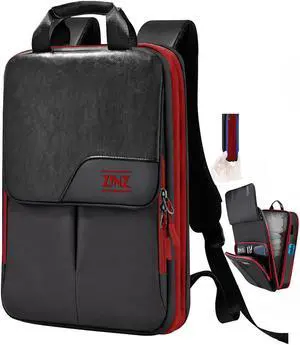 ZINZ Slim & Expandable Laptop Backpack 15.6 16 17 inch Travel Business Backpack Water-Resistant Daypack for Men and Women,Black red