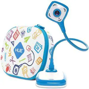 HUE HD Pro Flexible USB 11x17 Document Camera and Classroom Visualizer for Teachers: Built-in Microphone/Lights, Windows, macOS, Chromebook Compatibility (Blue Camera with White Carry Case)